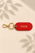 Red Saffiano Leather Keychain