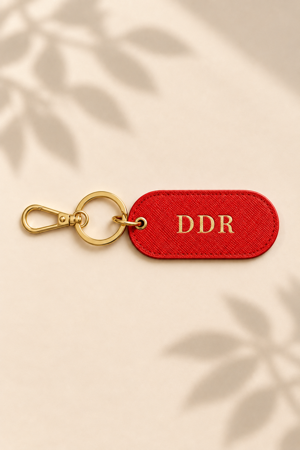 Red Saffiano Leather Keychain